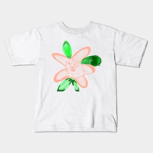 Red orange watercolor floral art Kids T-Shirt